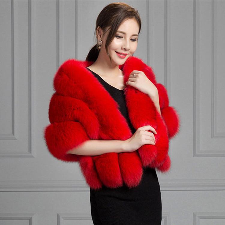 Winter bride imitation fur coat shawl cape cheongsam wedding dress cape women's thermal top imitation fox hair