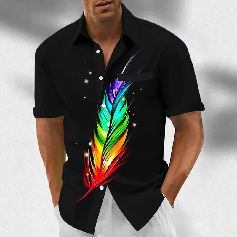 

New Hawaii Spring/Summer Fashion Leisure Street Walk Tourist Beach Printed Full Open Short Sleeve Button Shirt Quick Shipping 5XL