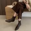 Pointed short boots women's thick heel versatile soft leather Chelsea boots 2025 new British Martin boots low heel thin boots
