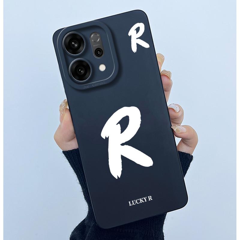 For OPPO Reno14 Pro 5G Cover Case Lucky Initial Letter Couple Silicone Soft Matte Phone Bumper for Oppo Reno 14 Pro 5G Casing