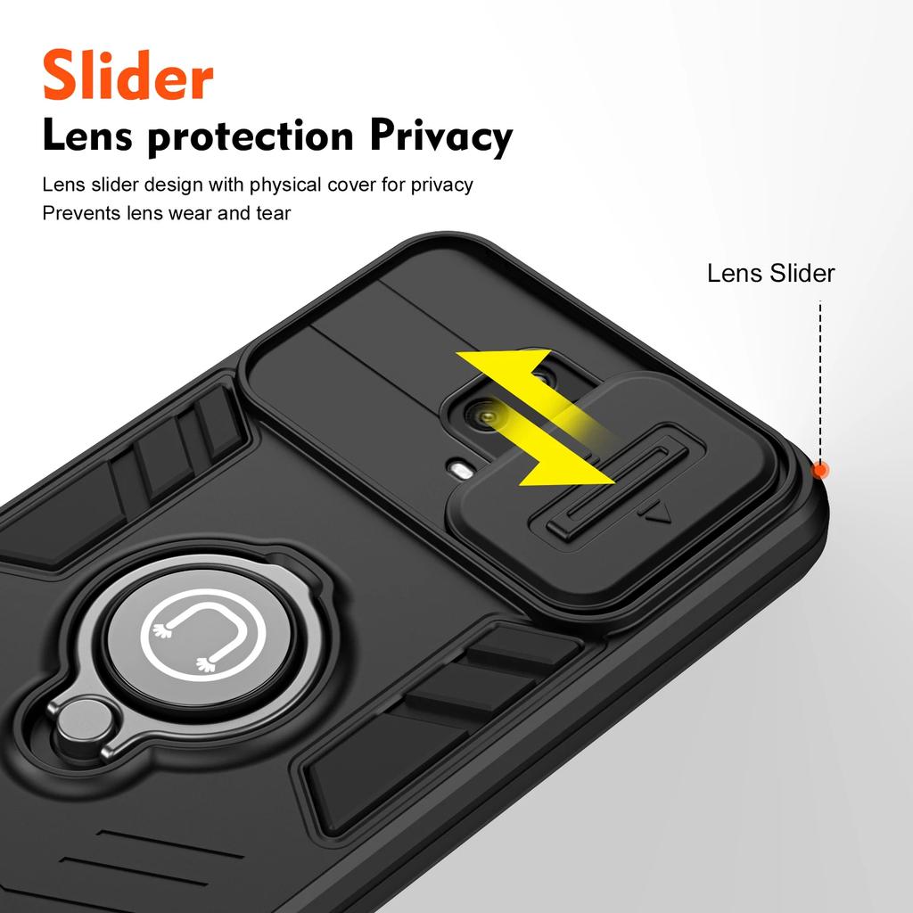 For Xiaomi Redmi Note 9S Case Slide Lens Camera Case For Redmi Note9 Note 9 Pro Max Shockproof Armor Magnet Ring Cover