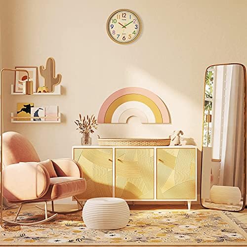 Foxtop Kids Wall Clock Silent No Tick Modern Colorful 30cm for Boys Girls Bedroom Kitchen Classroom