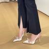 Pointed Single Shoe Temperament 2025 Bag Head Women's Summer High Heels Women's Stiletto Heel Bow French Sandals New Satin