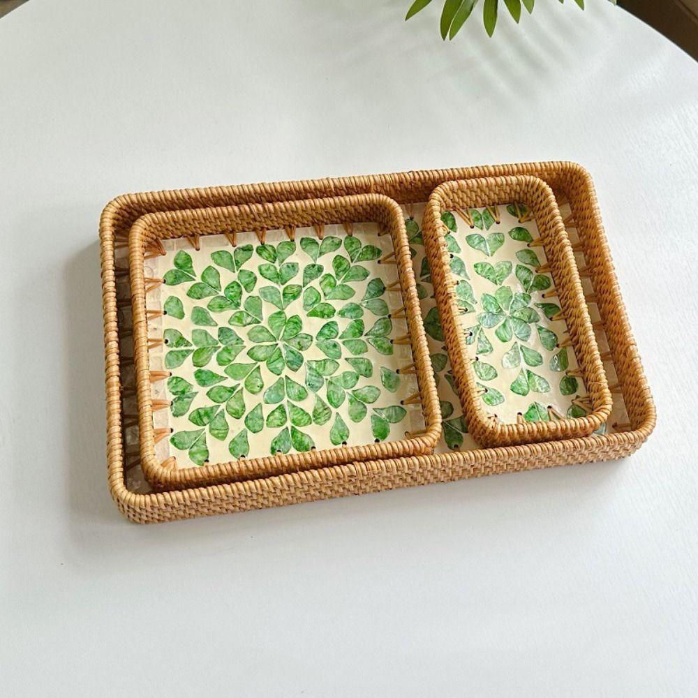 Handgeflochtener gespleißter Muschel Rattan Korb Rattan Flechterei Buntes Flechtwerk Obstkorb Handgemachte Dekorative Rattan Muschel Schale