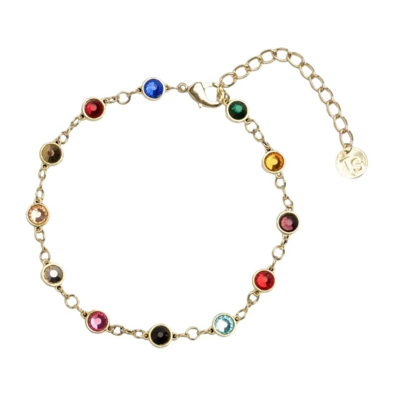 

Trendy Copper Bracelet with Vibrant Colors Versatile Wristband with Sparkling Stones Trendy Bangle Bracelet Accessory 1