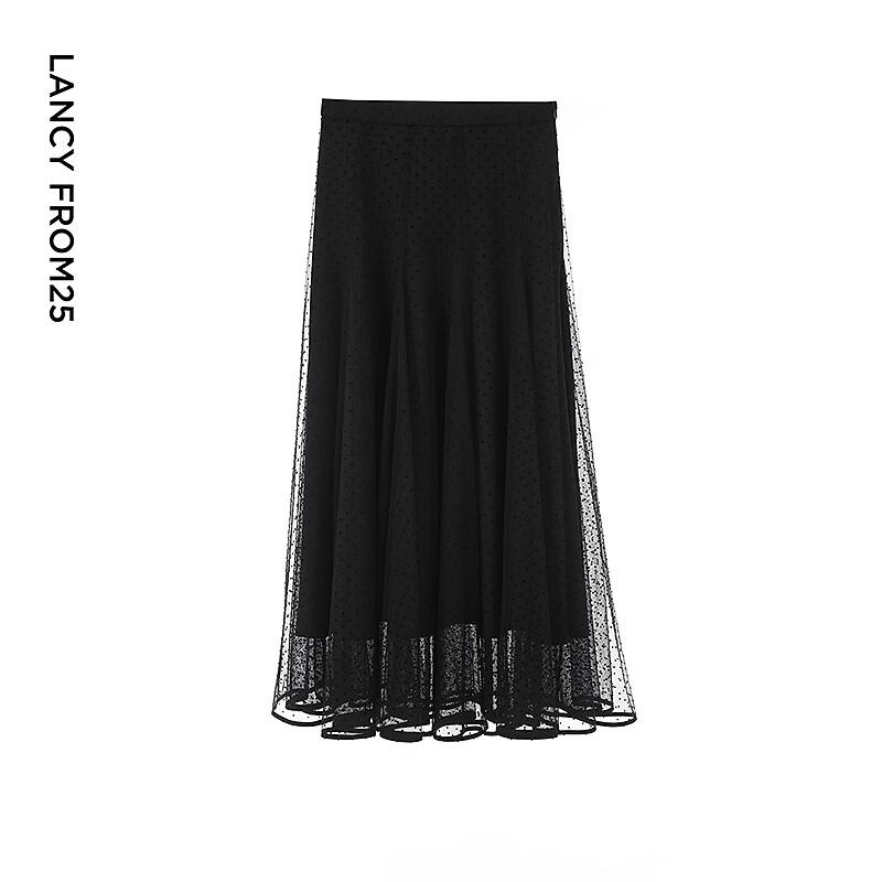 Langzi Retro Polka Dot High-Waist Skirt