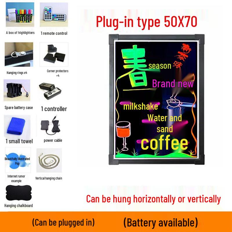 LED Blackboard Stall Display Sign - Luminous Advertising Menu Board