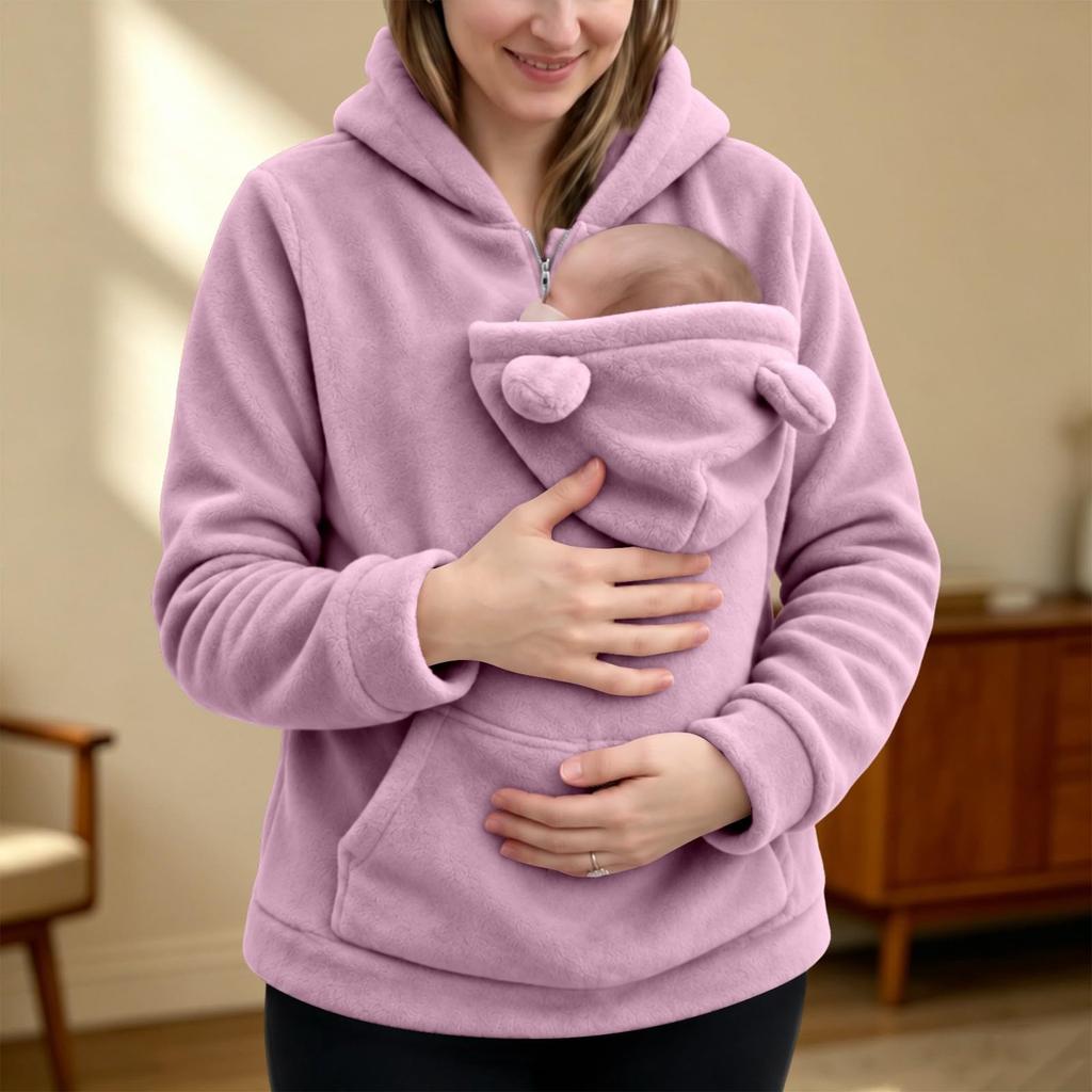 Women's Casual Oversized Half-Zip Sweatshirt with Large Front Pocket for Everyday Wear