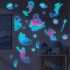 Under The Sea Glow In The Dark Wall Decals, Mermaids Seahorse Shells Luminous Sticker for Girls Room, Nursery, Bathroom, Ceiling, Wall Decor