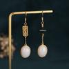 Double Happiness White Jade Earrings - Palace Design for a Slimming Round Face Look