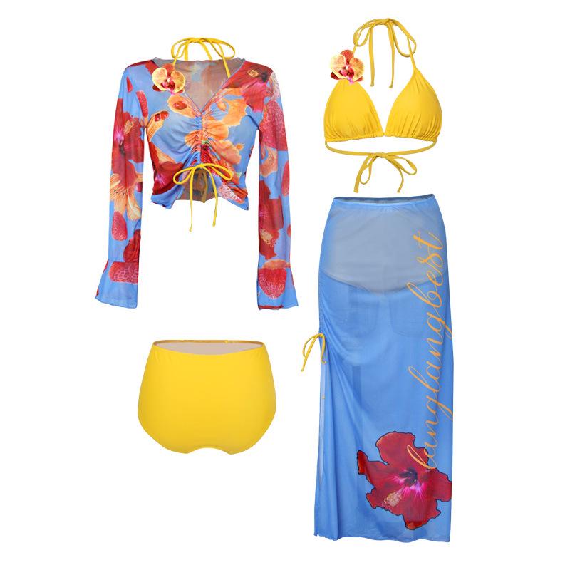 

High-End Plus Size Long Sleeve Two-Piece Swimsuit Set for Beach Vacation XL