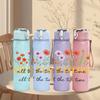 1PC God Is Good All The Time Floral Letter 750ml Color Plastic Sports Water Bottle Leakproof Flip Straw Lid Suitable for Sports Office Home Use