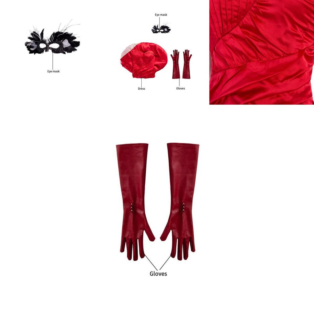 Exquisite Cruella De Vil Kuyla Cosplay Costume Set With Elegant Gown And Accessories