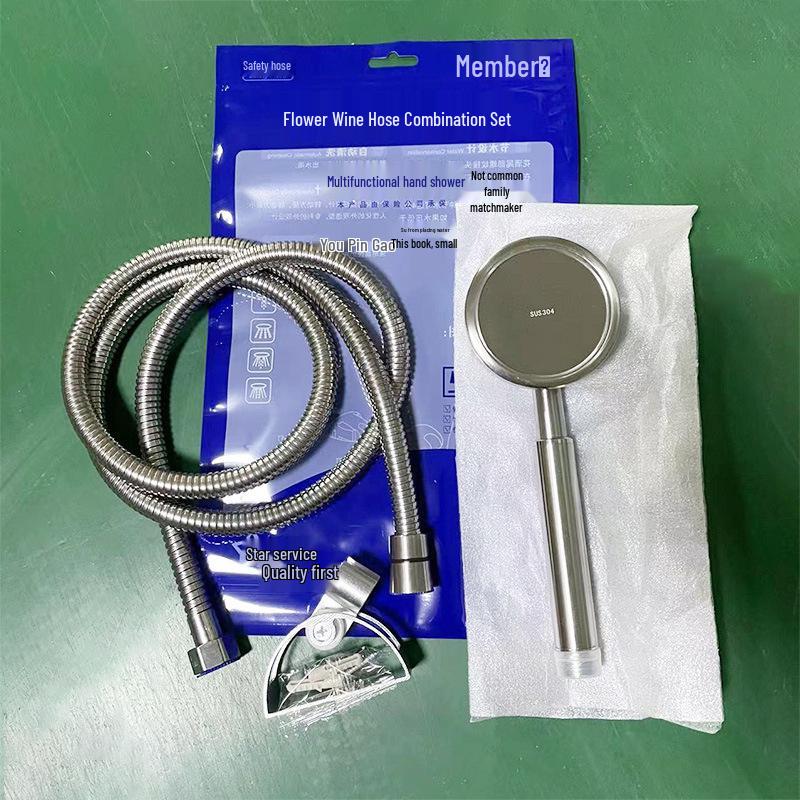 304 Stainless Steel Handheld Shower Head Set with Booster Hose