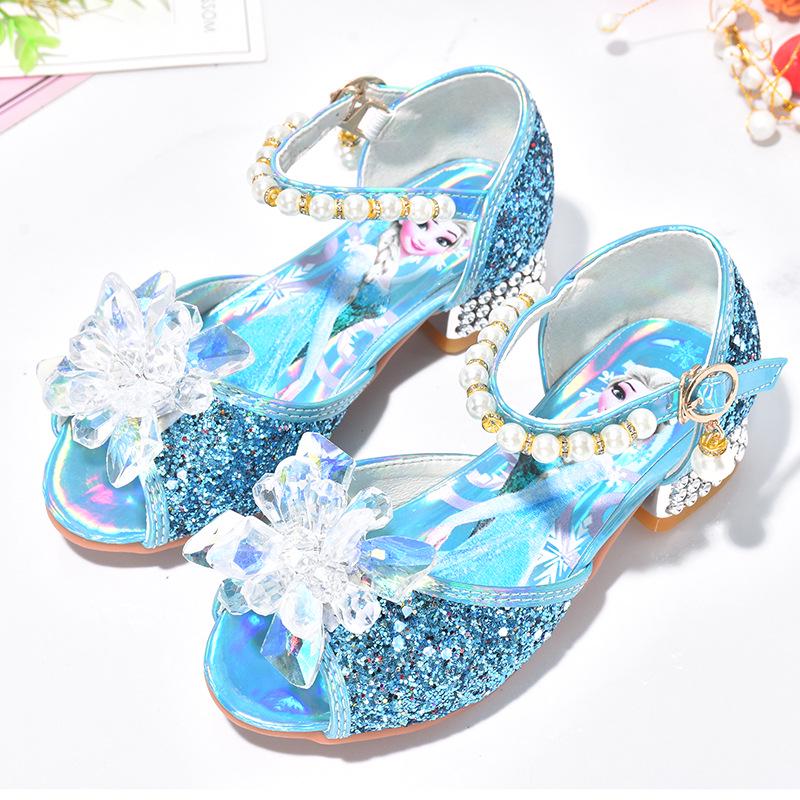 Frozen Elsa Crystal High Heels for Girls - Summer Princess Sandals 16.5cm