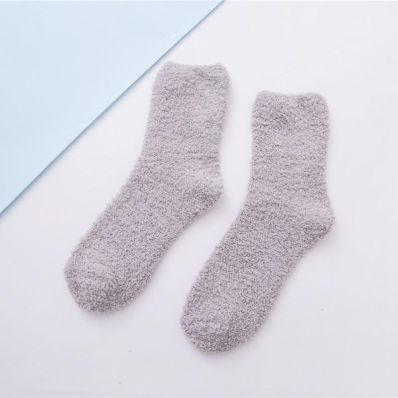 Winter Candy Farbe Korallen samt Frauen Warme Socken Plüsch Weibliche Verdickt Boden Schlafen Socke