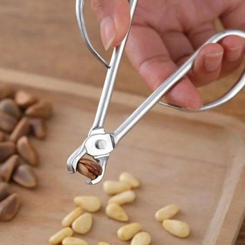 Pine Nut Clip Stainless Steel Chestnut Walnut Opener Pliers Quick Nut Sheller Cutter Clip Kitchen Tools