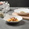 Japanese White Tableware Pattern Western Soup Plate Household Pasta Plate Deep Plate Restaurant Premium Fruit Salad Plate