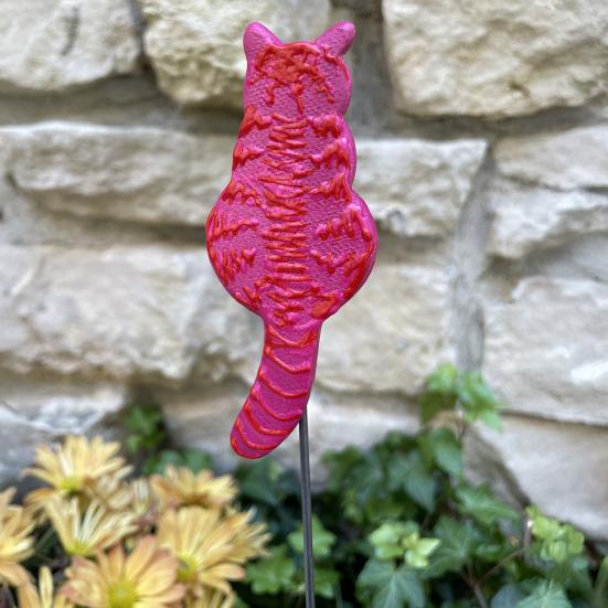 

Cat Garden Stake Resin Cat with Metal Ground Insert Stake Colorful Cat Stake for Flower Beds Yard жовтий