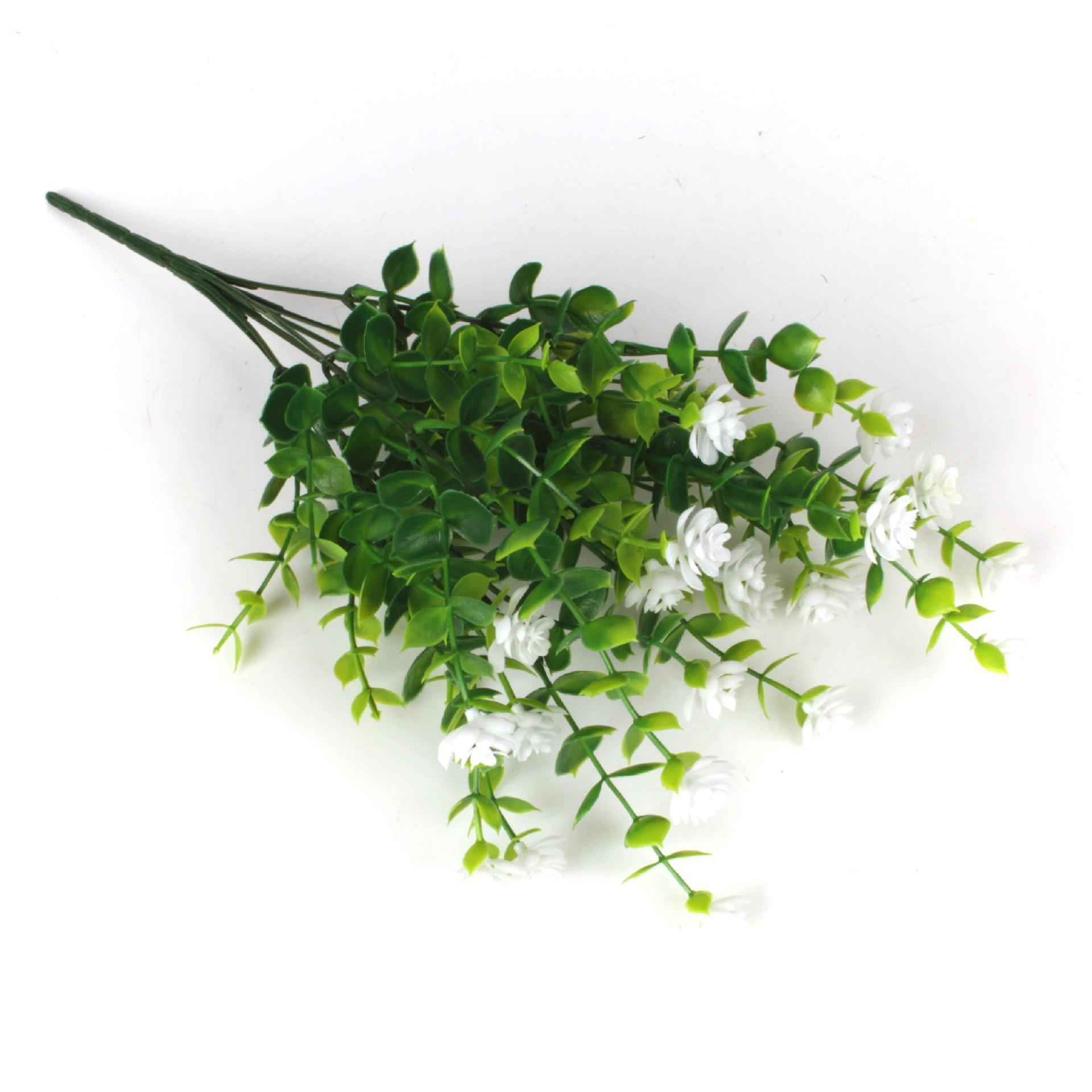 

UV Resistant Faux Boxwood with Pink Flowers for Outdoor Decoration 1pc білий