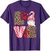 Valentines Day Cute Love Heart Gnome Leopard Cheetah Unisex T-Shirt