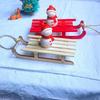Dollhouse Miniature Wooden Sleigh Model Sled Desk Ornament Christmas Vintage Living Scene Tree Hanging Decor Xmas Gift Pendant