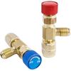 Wolfride 2Pcs Refrigerant Charging Valve Set, Brass Low Loss HVAC Fittings, 1/4" & 5/16" Safety Adapter Flow Control Ball Valve for R22 R410 Air