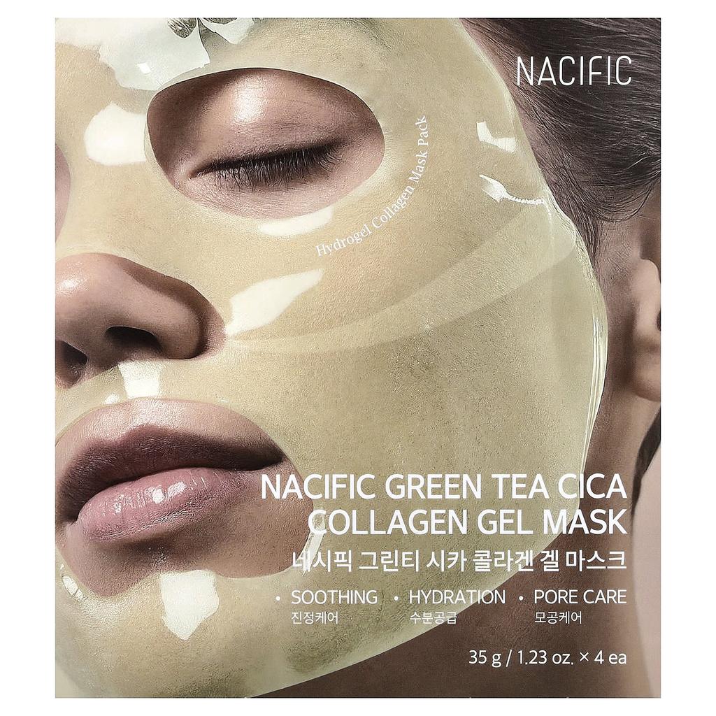 NACIFIC Grüner Tee Cica Kollagen Gel Schönheitsmaske, 4 Stück, 35g (1.23oz) Jeder
