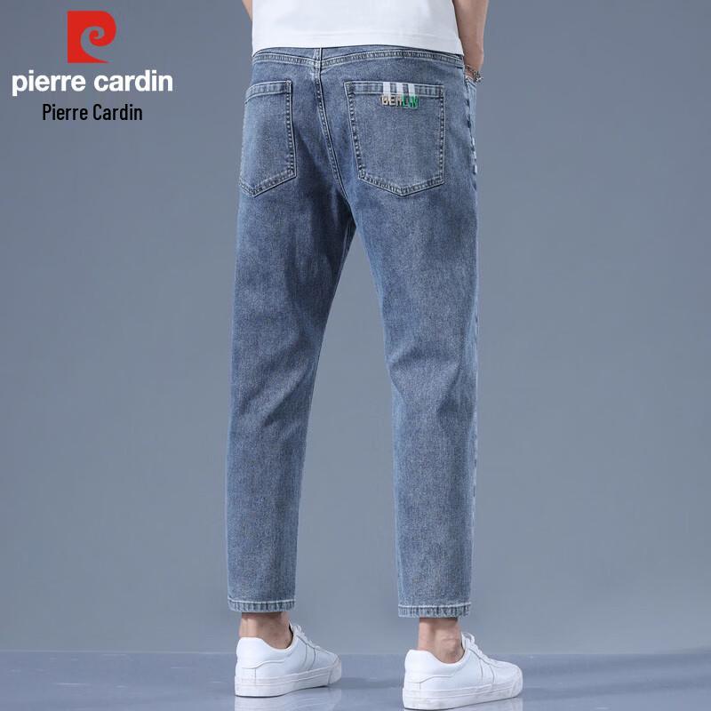 Pierre Cardin Men's Lightweight Summer Cropped Straight Fit Stretch Jeans
