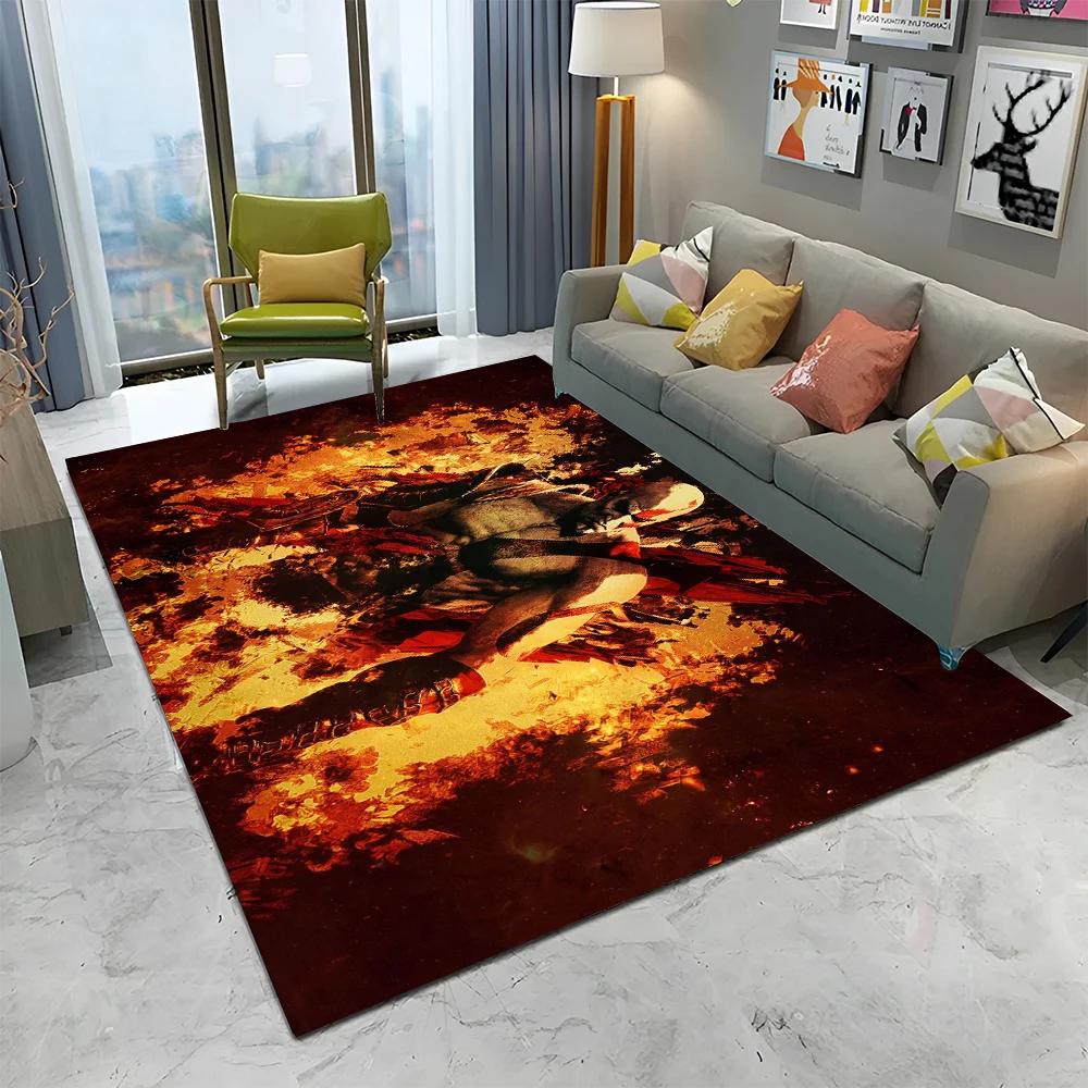 3D God of War Games Gamer Kratos HD Carpet Rug for Home Living Room Bedroom Sofa Doormat Decor,kids Area Rug Non-slip Floor Mat