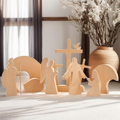 Empty Tomb Easter Scene and Cross Decorations,Jesus Tomb He Has Risen Easter Party Table Decor Nativity Tabletop Scenes Easter Home Decor