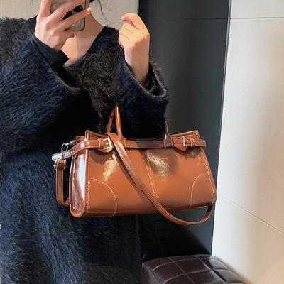 Solid Color High-capacity PU Crossbody Bag  New Autumn/Winter Women's Zipper Shoulder Bags Commuting Versatile Briefcase