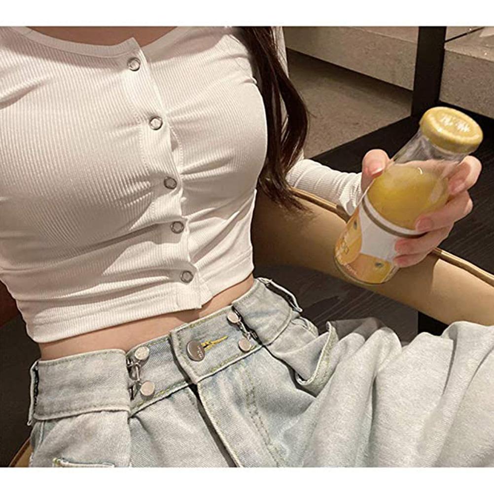 4 Sets Detachable Buttons Replacement Buckles Thin Waist Buckles DIY Pants Waist Extender for Men Women