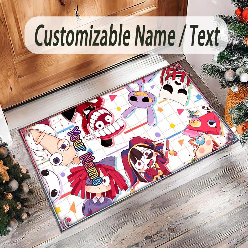 Personalized Crystal Velvet Carpet Custom Name Text,The Amazing Digital Circus Anti Slip Area Rug For Home Decoration
