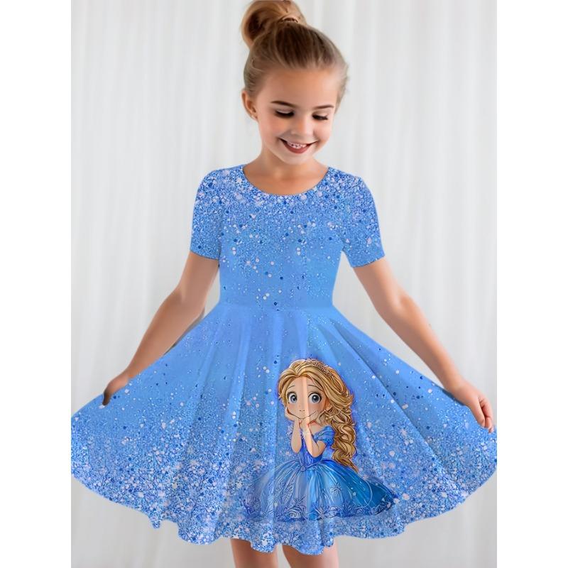 Summer Casual Dress for Girls Featuring Cute Unicorn Graphics in 3D, Perfect for Holidays And Stylish Occasions.