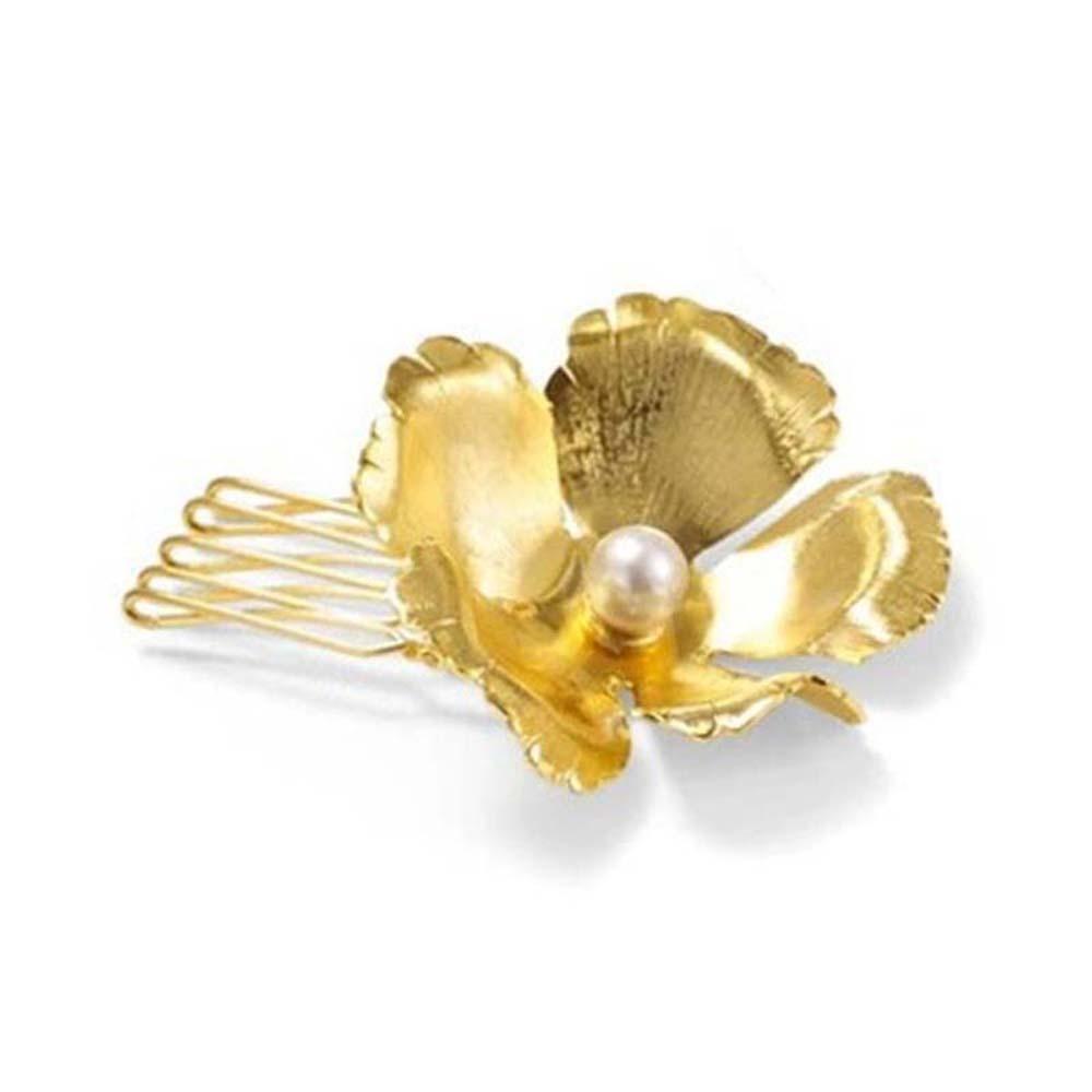 Элегантные Золотые Цветочные Шпильки Инструменты для Прически Французский Стиль Жемчужные Боковые Заколки Аксессуары для Волос Ретро Волна Сплавные Заколки S