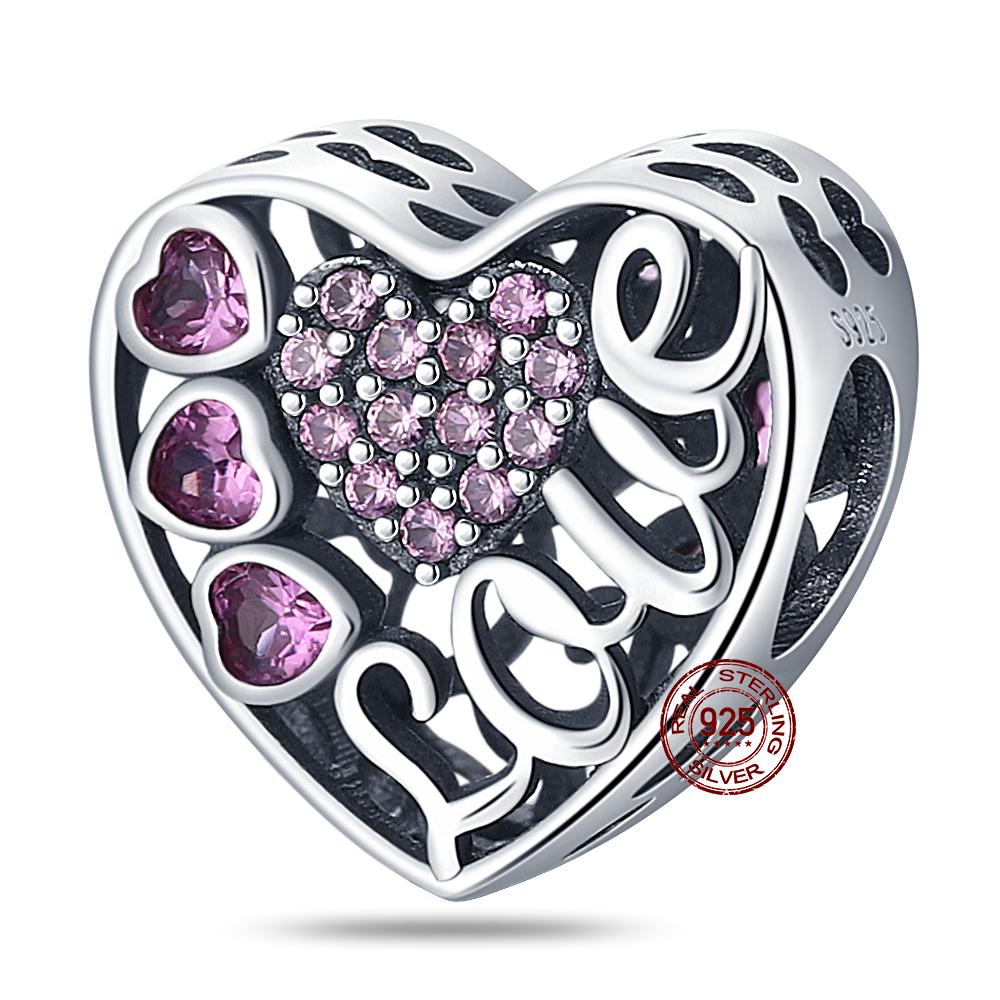 Copper Diy Beads Heart Shaped Tree Of Life Series Charm Fit Pan Original Bracelet For Women Jewelry Birthday Gift