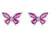 Silver Stud Earrings Butterfly Shape With Zirconia Pink Butterflies 925 Sterling Silver