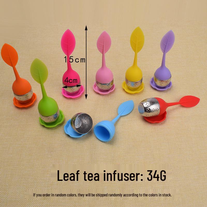 Silicone & Stainless Steel Leaf Tea Infuser Strainer - High Temp Resistant Orange