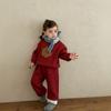 Baby Girl Winter Fleece Set 2026 Toddler Cartoon Striped Hoodless Sweatshirt Pants