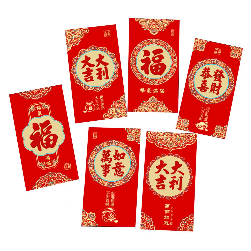 6 Pcs Red Envelopes 2025 Chinese New Year Red Packets Snake Theme Lucky Money Packets Spring Festival Celebration Party Supplies