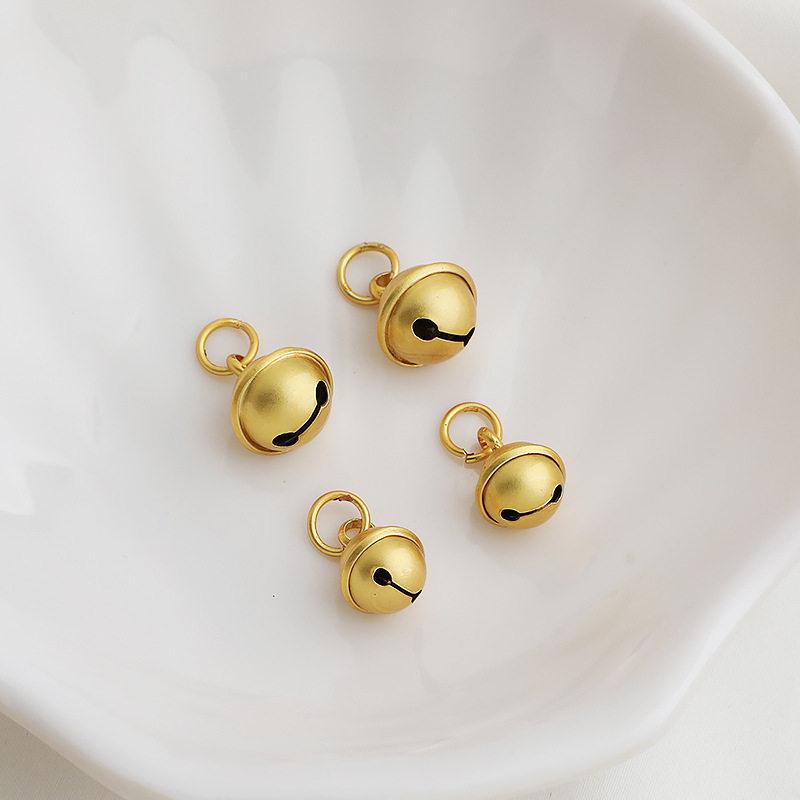 Sand Gold Plated Bell Pendant with Ring Ball Woven Rope Bracelet Charm - DIY Handmade Jewelry