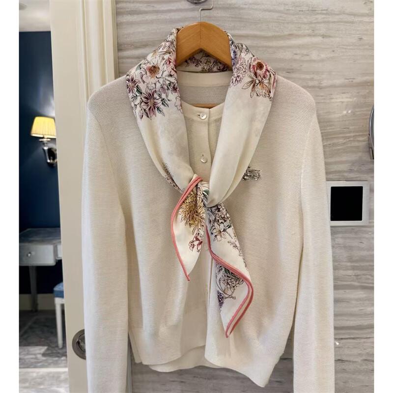 NINA SOLOR Floral Star Reversible Silk Wool Scarf