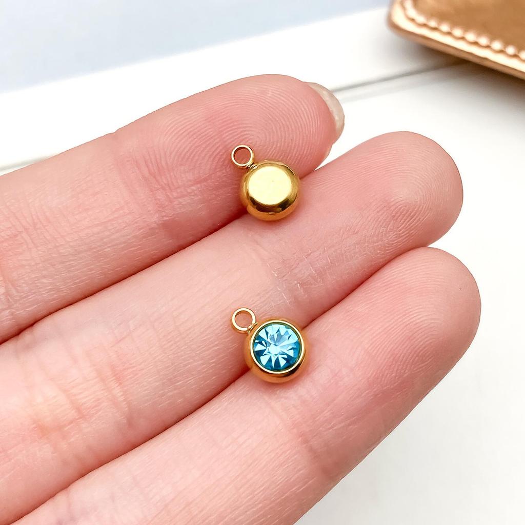 Gold Stainless Steel Zodiac Birthstone Jewelry: Necklace, Bracelet, Pendant with Colored Diamond Accents