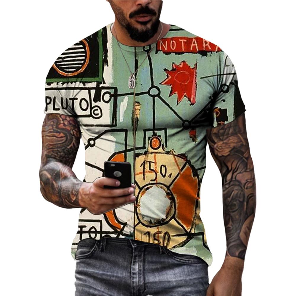 New Summer Hip-Hop Personality Graffiti Pattern T-shirt Fashion Printing Casual Short Sleeved Loose Oversized T-shirt