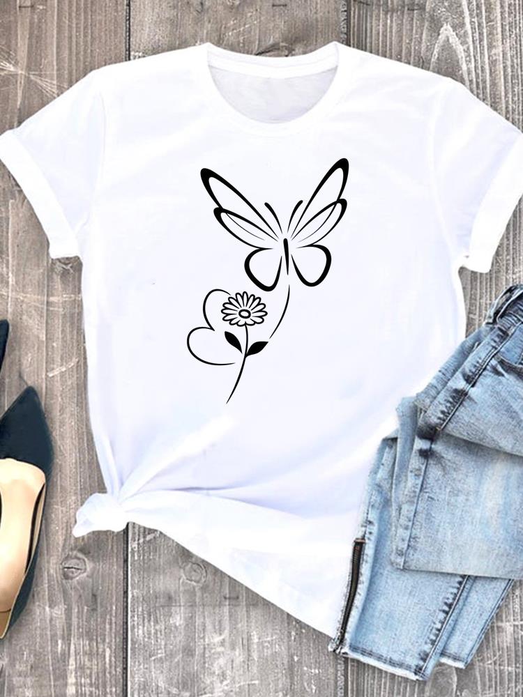 (Asian Size) Women Leopard Letter Clothing Tee Graphic T Shirt Fashion Casual Lady Female Top Spring Summer Printed Short Sleeve T-shirts