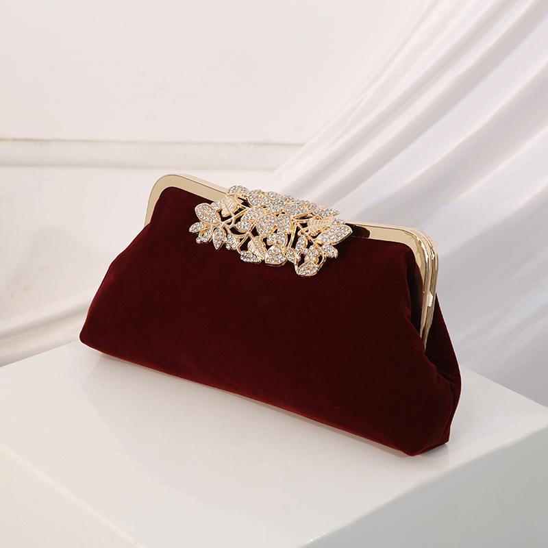 Women Rhinestone Evening Clutch Bags Sparkling Crystal Diamond Party Handbag Purse Vintage Velvet Wedding Cocktail Shoulder Bag