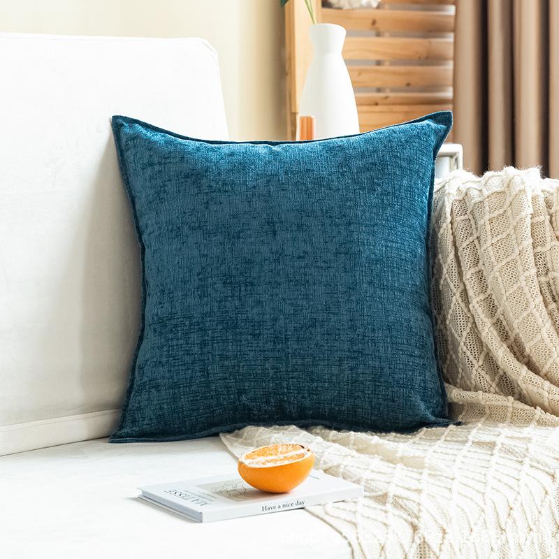 Japanese Solid Color Chenille Pillow Living Room Sofa Cushion Cover Bedside Cushion Back Bedside Large Size Pillow Quality