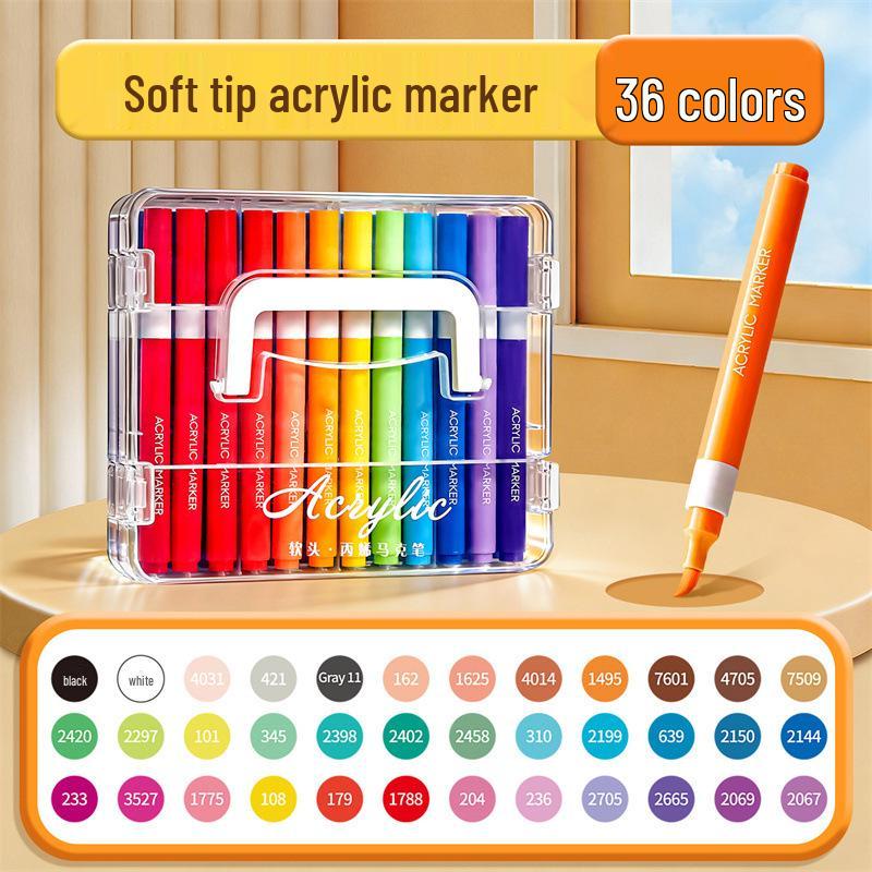Opaque Multi-Color Acrylic Markers with Soft Tip, Waterproof for Students & Kids' Art, Kindergarten, Graffiti