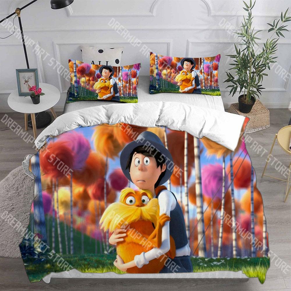 Fashion The Lorax Cartoon Bedding Set Single Twin Full Queen King Size Bed Set Kids Bedroom Duvetcover Sets Bed Sheet Set